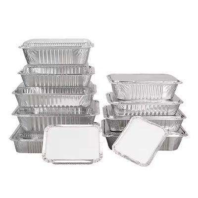 Disposable Aluminum Foil Container 450ml 800ml Oven Microwave Safe Leak Proof Tray with Plastic Lid