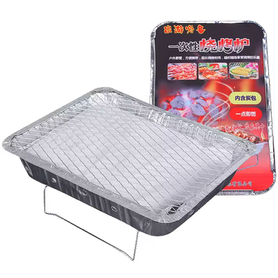 Aluminium barbecue grill wegwerpgrillpannen met metalen gaas Aluminium stand